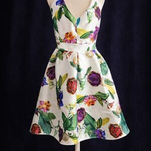 XL White Floral Satin A-Line Prom Wedding Guest Dress Lace Back – Touch Me